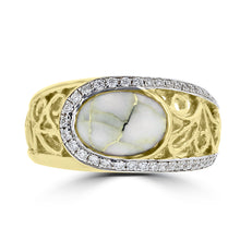 14K Yellow Gold & Gold Quartz Ring 2.45cts and Diamond 0.31ct TDW (SI1-VS, G-H) Ring