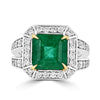 14K Two tone Emerald 3.70cts and Diamond 1.00cts Ring