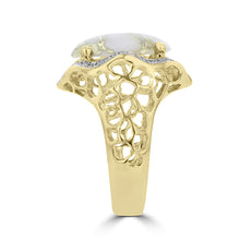 14K Yellow Gold, Gold Quartz 5.64cts and Diamond 0.22cts (SI1-VS, G,H) Ring