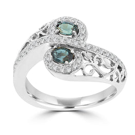 18K White Gold, Fine Brazilian Alexandrite 0.50cts & Diamond 0.20cts TDW (SI1-VS, G-H) Ring by La Vita Vital