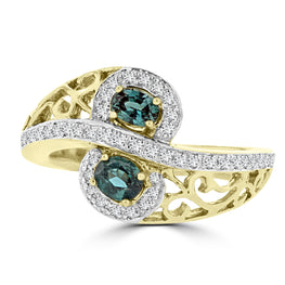 18K Yellow Gold, Fine Brazilian Alexandrite 0.50cts & Diamond 0.20cts TDW (SI1-VS, G-H) Ring by La Vita Vital