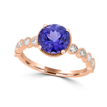 14K Rose Gold Tanzanite 2.35ct TGW & Diamond 0.30ct
