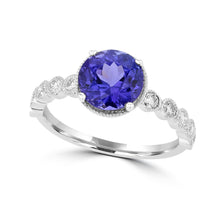 14K White Gold Tanzanite 2.35ct TGW & Diamond 0.30ct