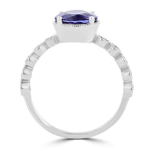 14K White Gold Tanzanite 2.35ct TGW & Diamond 0.30ct