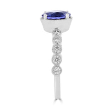 14K White Gold Tanzanite 2.35ct TGW & Diamond 0.30ct
