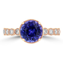 14K Rose Gold Tanzanite 2.35ct TGW & Diamond 0.30ct