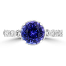 14K White Gold Tanzanite 2.35ct TGW & Diamond 0.30ct
