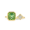 Tourmaline & Diamond Two Stone Bezel Set Ring