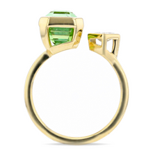 Tourmaline & Diamond Two Stone Bezel Set Ring