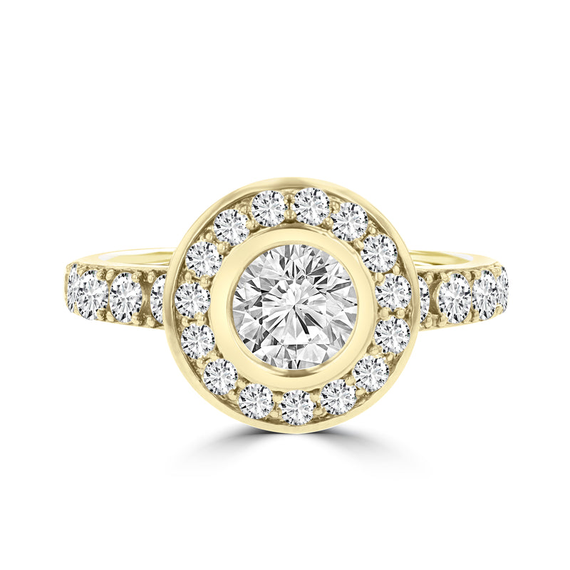14k Yellow Gold 2 1/4ct. TDW Diamond Halo Engagement Ring