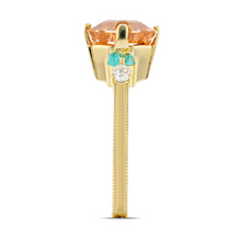 Multigrain Edge Peach Tourmaline Ring