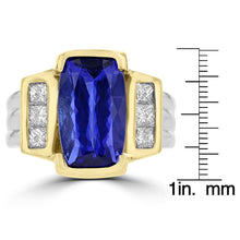 14K Yellow and White Gold Tanzanite 6.20cts and Diamond 0.75ct TDW (VS-SI1, G-H) Ring