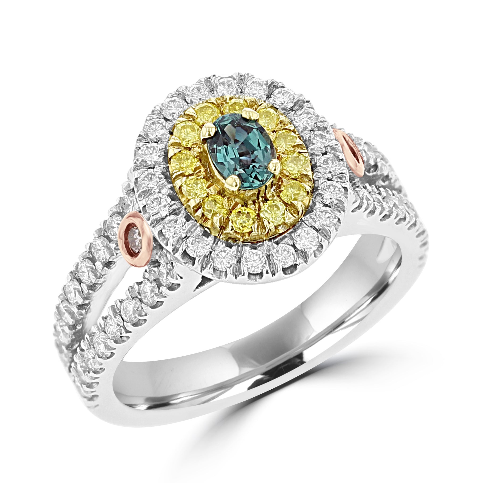 18K White & Rose Gold, Fine Brazilian Alexandrite 0.32cts & Diamond 0.80cts TDW (SI1-VS, G-H) Ring by La Vita Vital