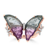 14K Rose Gold Natural Tourmaline 6.65cts and Diamond 0.20ct Butterfly Ring