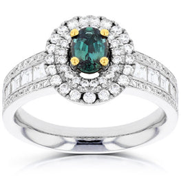 18k White Gold Fine Brazilian Alexandrite and 1 1/3 ct TDW Diamond (SI1-VS, G-H) Ring by La Vita Vital