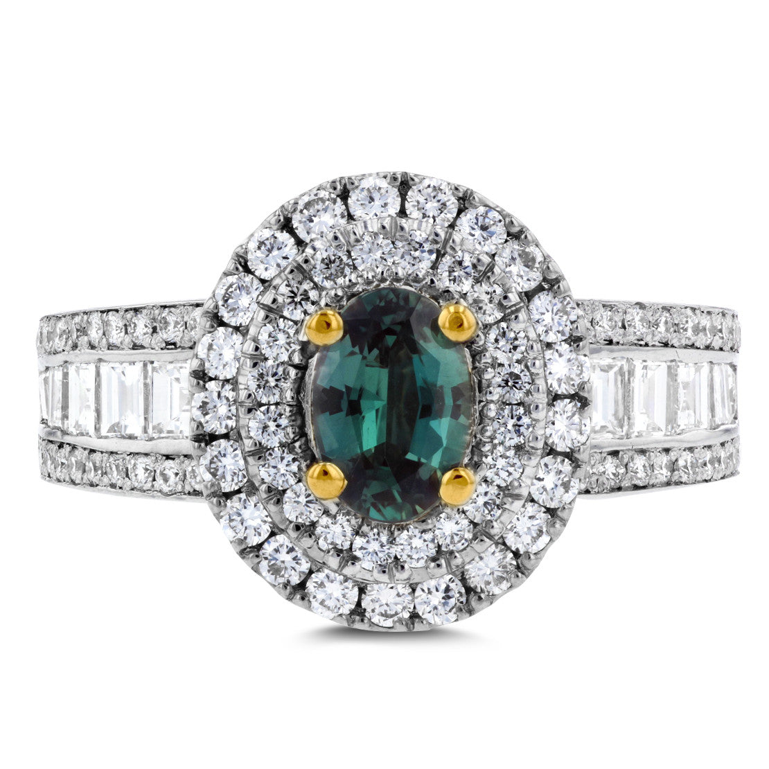 18k White Gold Fine Brazilian Alexandrite and 1 1/3 ct TDW Diamond (SI1-VS, G-H) Ring by La Vita Vital