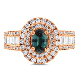 18K Rose Gold Fine Brazilian Alexandrite and 1 1/3 ct TDW Diamond (SI1-VS, G-H) Ring by La Vita Vital