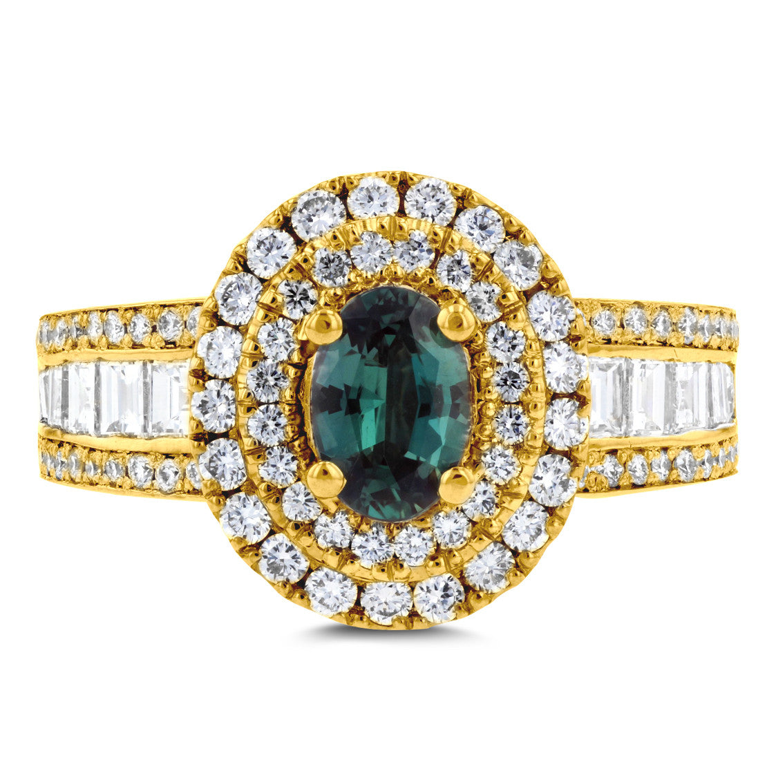 18K Yellow Gold Fine Brazilian Alexandrite and 1 1/3 ct TDW Diamond Ring (SI1- VS, G-H) by La Vita Vital