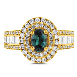 18K Yellow Gold Fine Brazilian Alexandrite and 1 1/3 ct TDW Diamond Ring (SI1- VS, G-H) by La Vita Vital