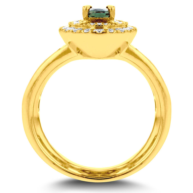 18K Yellow Gold Fine Brazilian Alexandrite and 1 1/3 ct TDW Diamond Ring (SI1- VS, G-H) by La Vita Vital