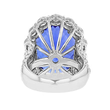 18K White God Tanzanite 25.12cts and Diamond 4.35cts TDW (VS1-VS2, G-H) Ring