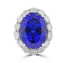 18K White God Tanzanite 25.12cts and Diamond 4.35cts TDW (VS1-VS2, G-H) Ring