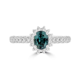 18K White Gold 3/4ct Fine Brazilian Alexandrite and 5/8ct TDW Diamond (SI1-VS, G-H) Ring by La Vita Vital