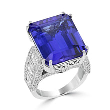 18K White Gold Tanzanite 22.70cts & Diamond 3.50cts (VS2, G) Ring