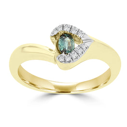 18K Yellow Gold, Fine Color Changing Brazilian Alexandrite 0.23cts & Diamond 0.03cts TDW (SI1-VS, G-H) Ring by La Vita Vital