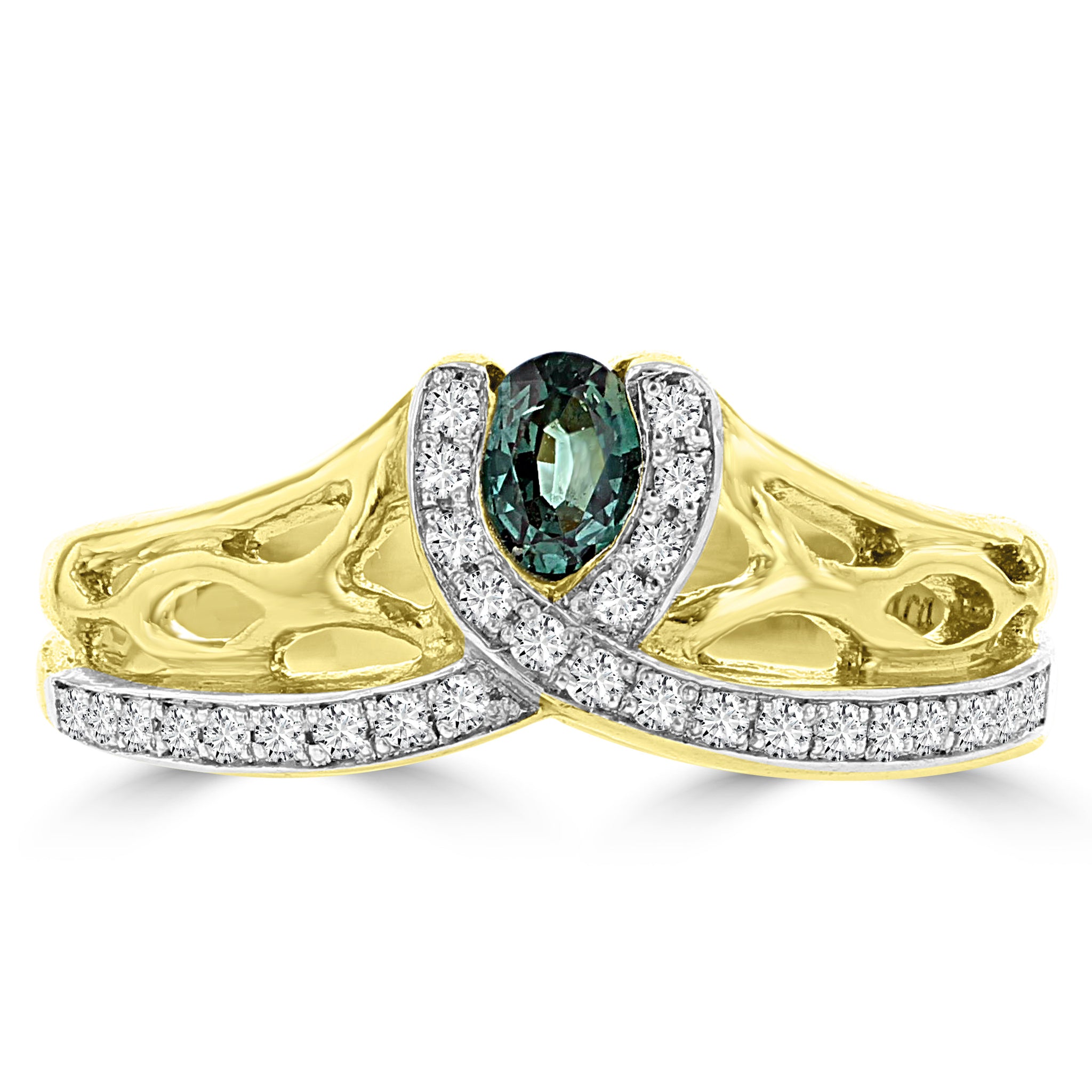 18K Yellow Gold, Fine Brazilian Alexandrite 0.20cts & Diamond 0.15cts TDW (SI1-VS, G-H) Ring by La Vita Vital