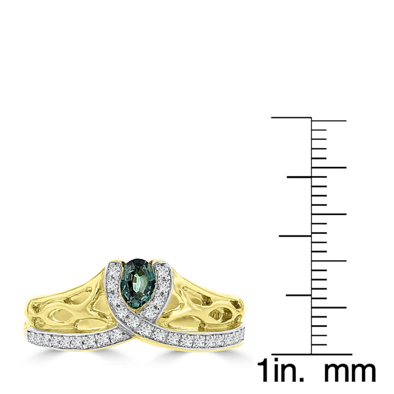 18K Yellow Gold, Fine Brazilian Alexandrite 0.20cts & Diamond 0.15cts TDW (SI1-VS, G-H) Ring by La Vita Vital