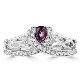 18K White Gold, Fine Brazilian Alexandrite 0.20cts & Diamond 0.15cts TDW (SI1-VS, G-H) Ring by La Vita Vital