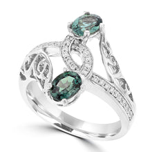 18K White Gold, Fine Brazilian Alexandrite 0.52cts & Diamond 0.13cts TDW (SI1-VS, G-H) Ring by La Vita Vital