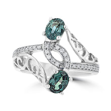 18K White Gold, Fine Brazilian Alexandrite 0.52cts & Diamond 0.13cts TDW (SI1-VS, G-H) Ring by La Vita Vital
