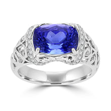 18K White Gold Tanzanite 3.40cts and Diamond 0.22ct TDW (SI1-VS, G-H) Ring