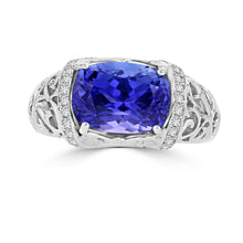 18K White Gold Tanzanite 3.40cts and Diamond 0.22ct TDW (SI1-VS, G-H) Ring