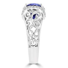 18K White Gold Tanzanite 3.40cts and Diamond 0.22ct TDW (SI1-VS, G-H) Ring