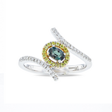 18K WG Alexandrite Ring with White & Yellow Diamonds