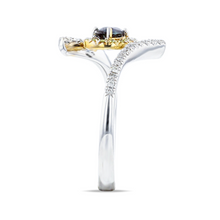 18K WG Alexandrite Ring with White & Yellow Diamonds