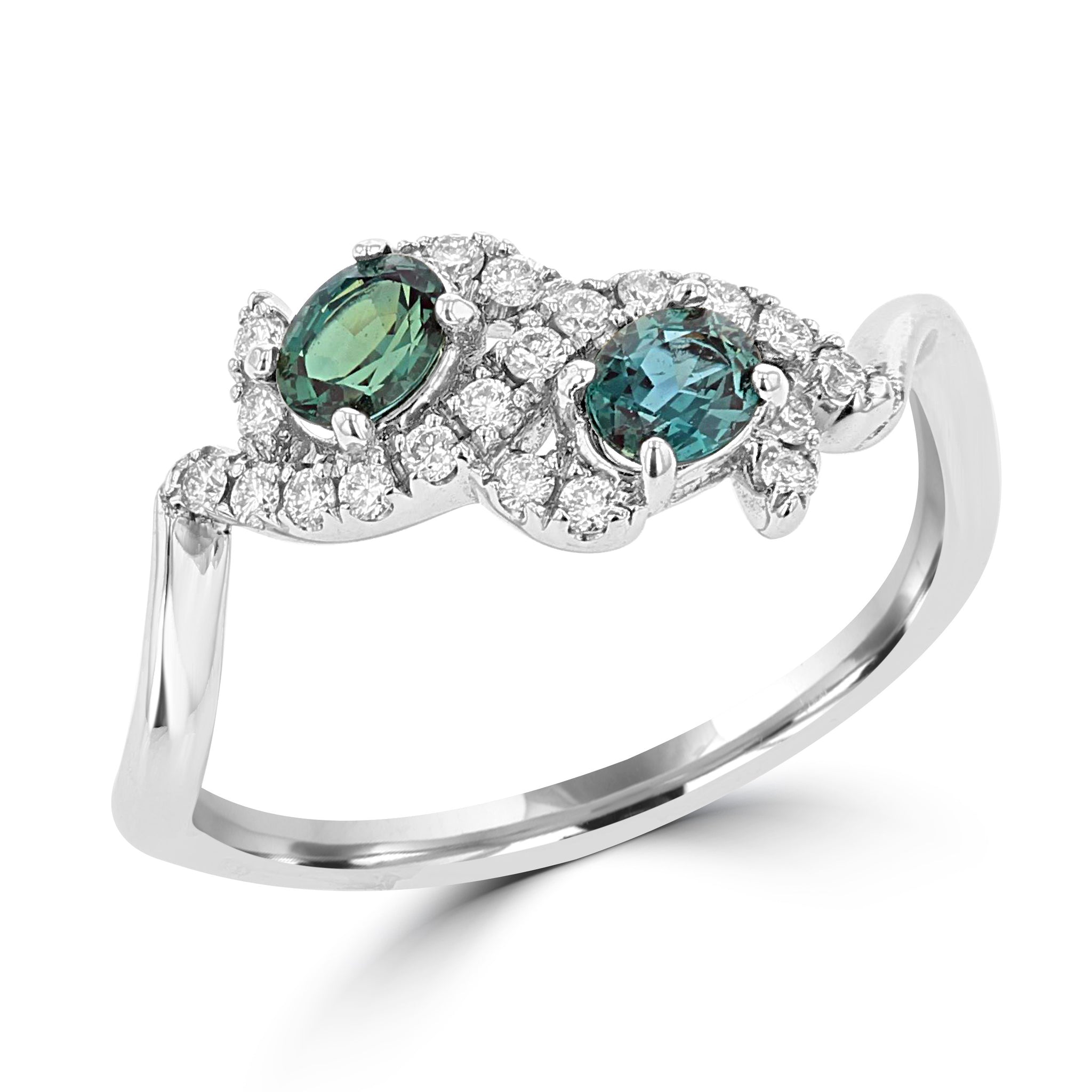 18K White Gold, Brazilian Alexandrite 0.50cts & Diamond 0.27cts TDW (SI1-VS, G-H) Ring by La Vita Vital