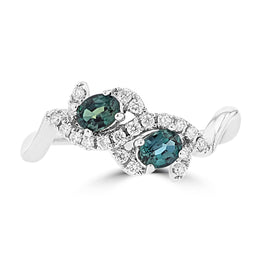 18K White Gold, Brazilian Alexandrite 0.50cts & Diamond 0.27cts TDW (SI1-VS, G-H) Ring by La Vita Vital