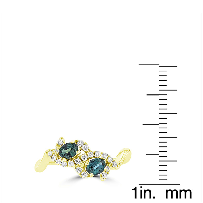 18K Yellow Gold, Brazilian Alexandrite 0.50cts & Diamond 0.27cts TDW (SI1-VS, G-H) Ring by La Vita Vital
