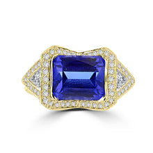 18K Yellow Gold Tanzanite 4.10cts and Diamond 0.52ct TDW (SI1-VS, G-H) Ring