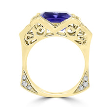 18K Yellow Gold Tanzanite 4.10cts and Diamond 0.52ct TDW (SI1-VS, G-H) Ring