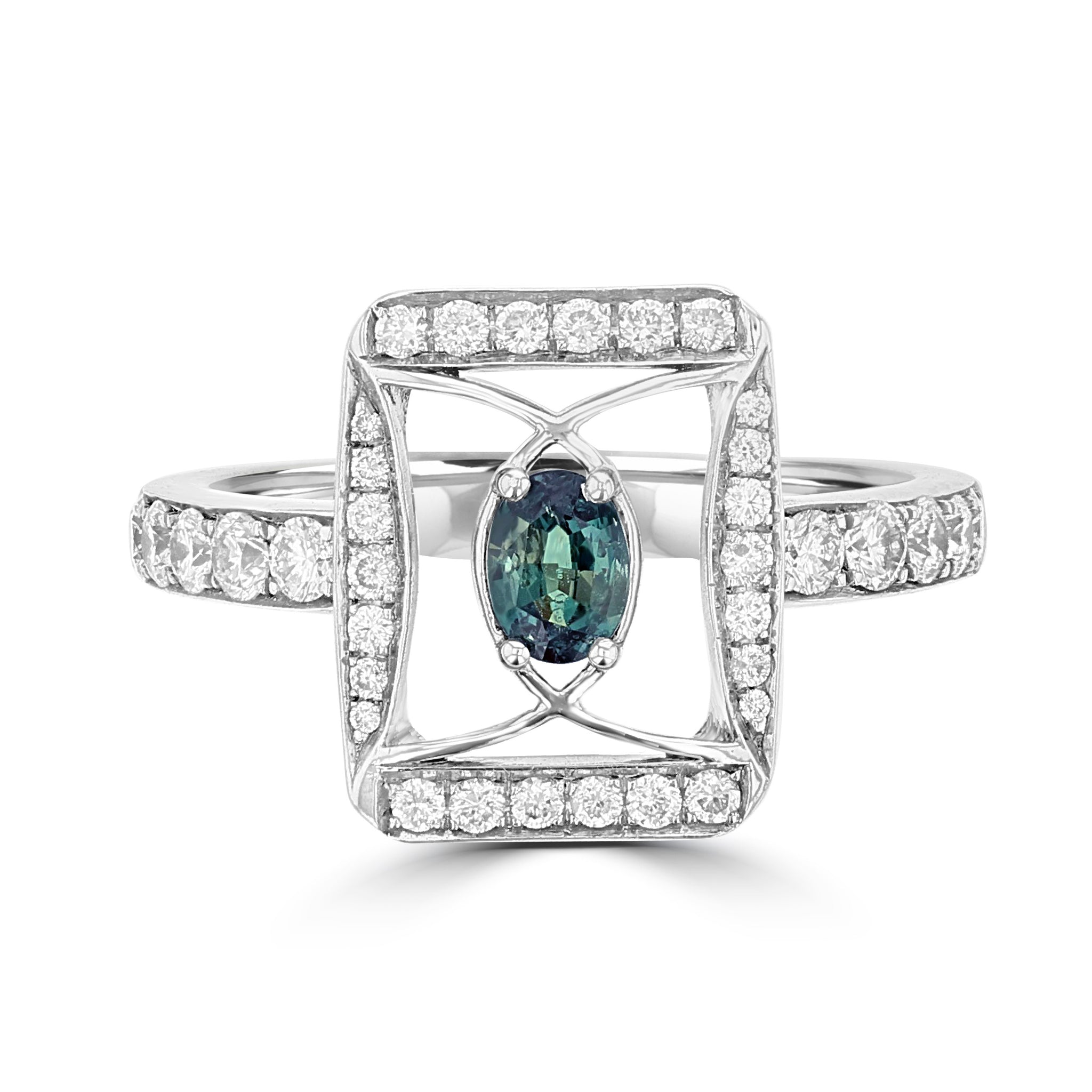 18K White Gold, Brazilian Alexandrite 0.26cts & Diamond 0.53cts TDW (SI1-VS, G-H) Ring by La Vita Vital