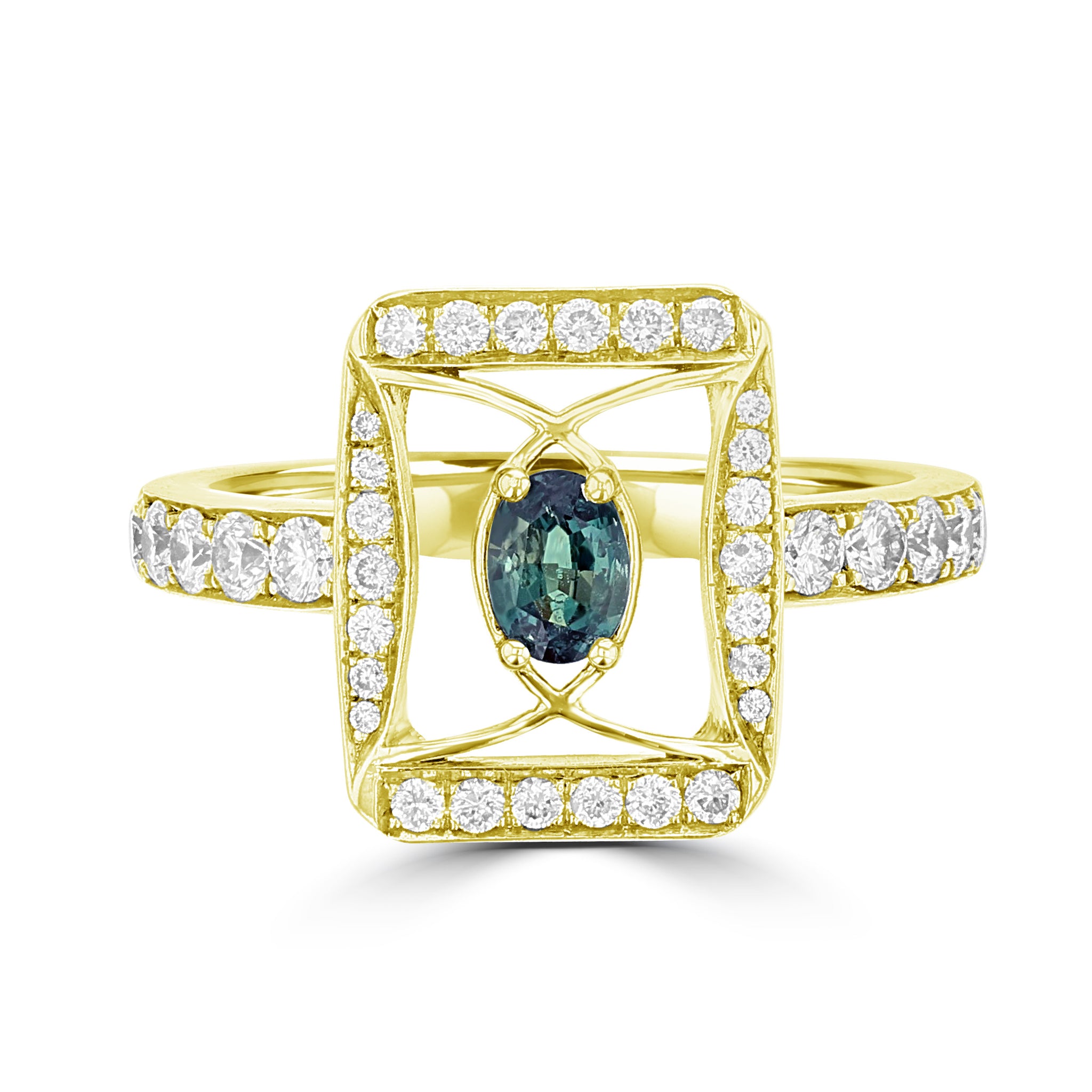 18K Yellow Gold, Fine Brazilian Alexandrite 0.26cts & Diamond 0.53cts TDW (SI1-VS, G-H) Ring by La Vita Vital