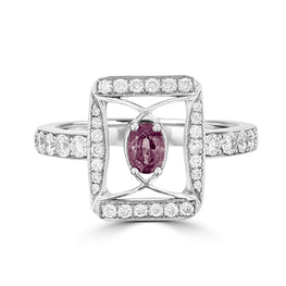 18K White Gold, Brazilian Alexandrite 0.26cts & Diamond 0.53cts TDW (SI1-VS, G-H) Ring by La Vita Vital