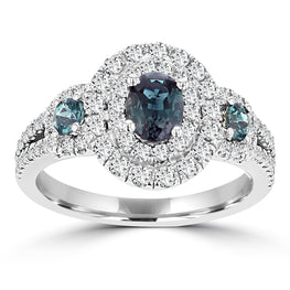 18K White Gold Fine Brazilian Alexandrite 0.88cts and Diamonds 0.60cts TDW (VS-SI1, G-H) Ring by La Vita Vital