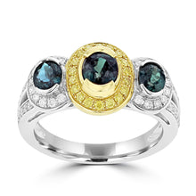 18K Two Tone Gold, Fine Color Changing Brazilian Alexandrite 1.51cts & Diamond 0.54cts TDW (SI1-VS, G-H) Ring by La Vita Vital