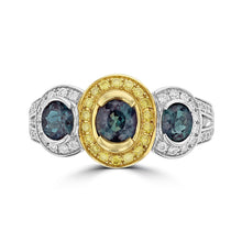 18K Two Tone Gold, Fine Color Changing Brazilian Alexandrite 1.51cts & Diamond 0.54cts TDW (SI1-VS, G-H) Ring by La Vita Vital